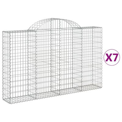 vidaXL Gabionkurver buede 7 stk 200x30x120/140 cm galvanisert jern