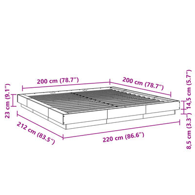 vidaXL Sengeramme hvit 200x200 cm konstruert tre