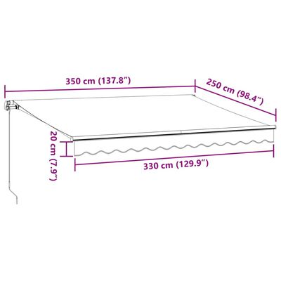 vidaXL Manuell uttrekkbar markise antrasitt og hvit 350x250 cm