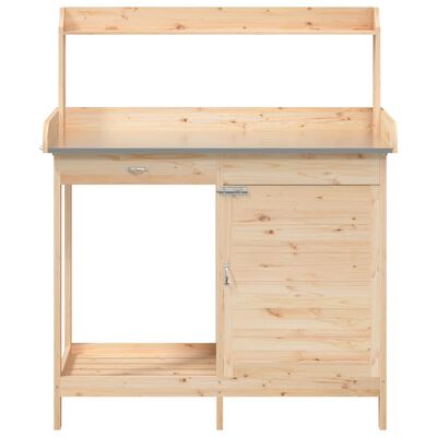 vidaXL Pottebord med skap 110,5x45x124,5 cm heltre gran