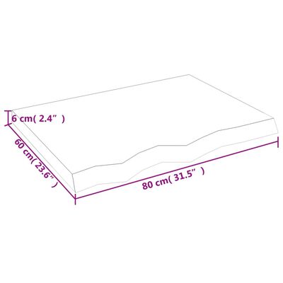 vidaXL Bordplate 80x60x(2-6) cm ubehandlet heltre eik