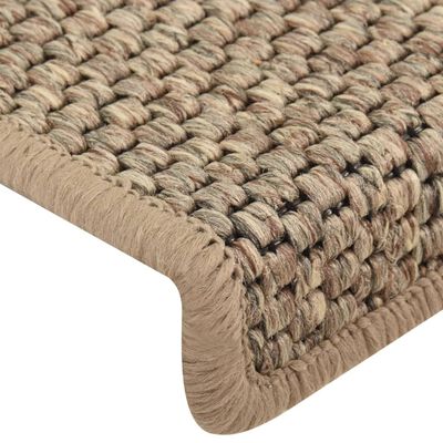 vidaXL Selvklebende trappematter sisal 15 stk 65x21x4 cm mørk beige