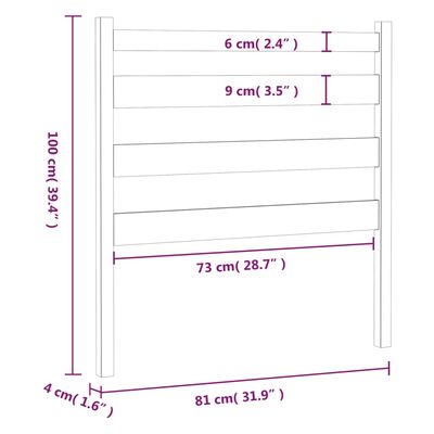 vidaXL Sengegavl 81x4x100 cm heltre furu