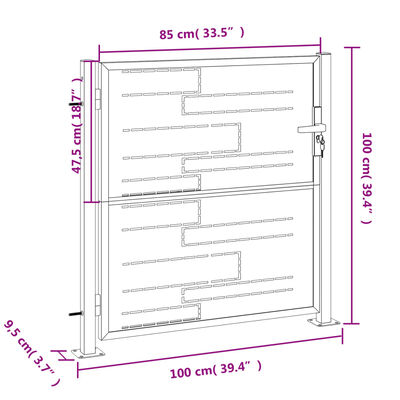 vidaXL Hageport 100x100 cm rustfritt stål