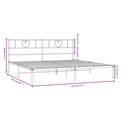 vidaXL Sengeramme i metall med sengegavl hvit 180x200 cm