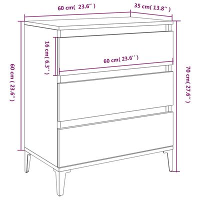 vidaXL Skjenk grå sonoma 60x35x70 cm konstruert tre