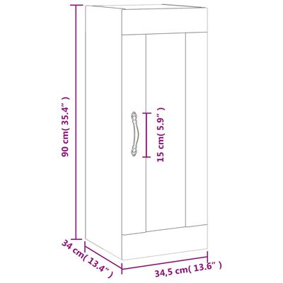 vidaXL Veggskap sonoma eik 34,5x34x90 cm