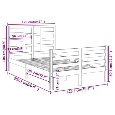 vidaXL Sengeramme svart heltre 120x200 cm