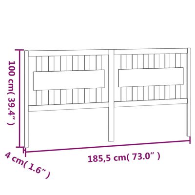 vidaXL Sengegavl svart 185,5x4x100 cm heltre furu