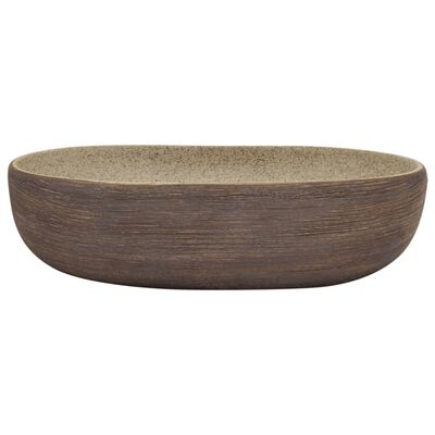 vidaXL Benkeservant sand og brun oval 59x40x14 cm keramikk