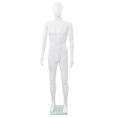 vidaXL Full-body mannlig utstillingsdukke med glass base hvit 185 cm