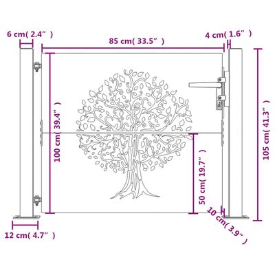 vidaXL Hageport 105x105 cm cortenstål tredesign