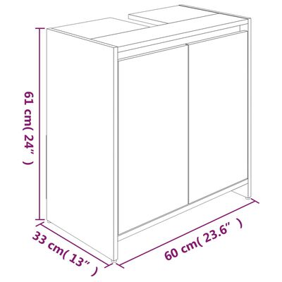 vidaXL Baderomsskap grå sonoma 60x33x61 cm konstruert tre