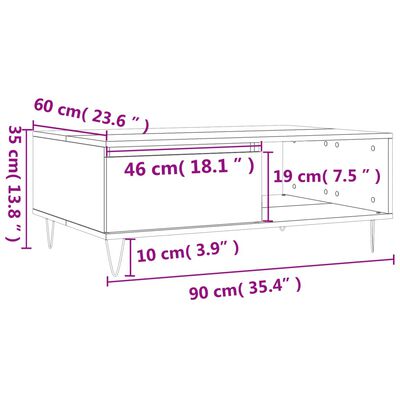 vidaXL Salongbord røkt eik 90x60x35 cm konstruert tre