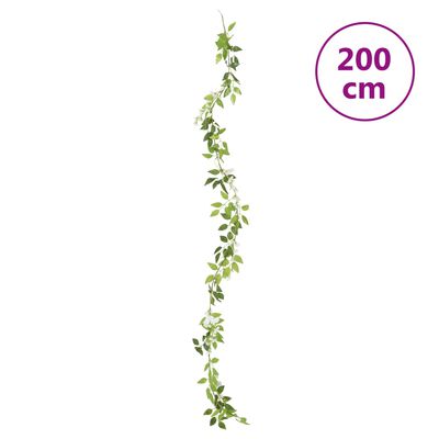 vidaXL Blomsterkranser for jul 6 stk hvit 200 cm