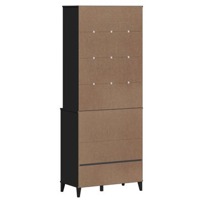 vidaXL Highboard VIKEN svart 80x40x200 cm heltre furu