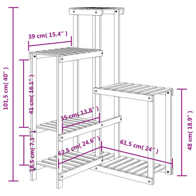 vidaXL Blomsterstativ 62,5x61,5x101,5 cm heltre gran