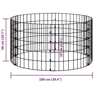 vidaXL Sirkulær gabion stolpe galvanisert stål Ø100x50 cm