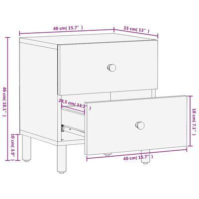 vidaXL Nattbord svart 40x33x46 cm heltre mango