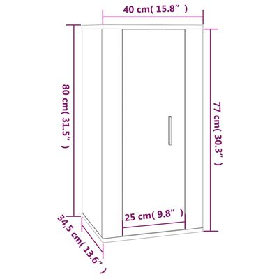 vidaXL Vegghengt TV-benk sort 40x34,5x80 cm