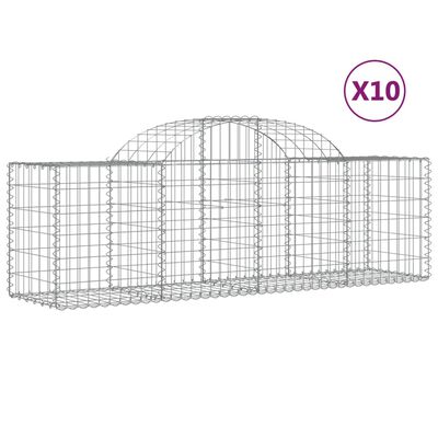 vidaXL Gabionkurver buede 10 stk 200x50x60/80 cm galvanisert jern