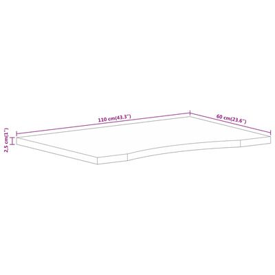 vidaXL Skrivebordsplate med kurve 110x60x2,5 cm heltre grovt mangotre