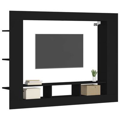 vidaXL TV-benk svart 152x22x113 cm konstruert tre