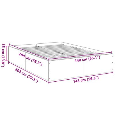 vidaXL Sengeramme røkt eik 140x200 cm konstruert tre