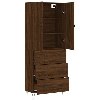 vidaXL Highboard brun eik 69,5x34x180 cm konstruert tre