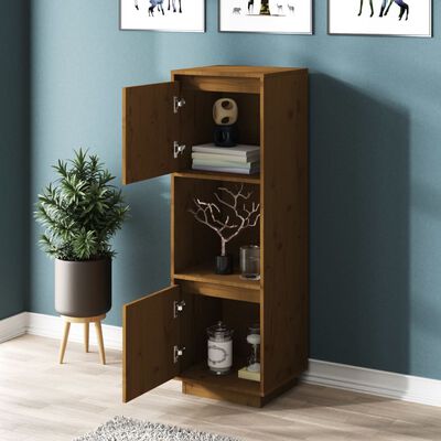 vidaXL Highboard honningbrun 38x35x117 cm heltre furu