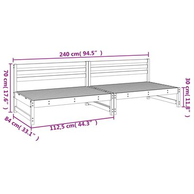 vidaXL Utendørs midtsofaer 2 stk hvit 120x80 cm heltre furu