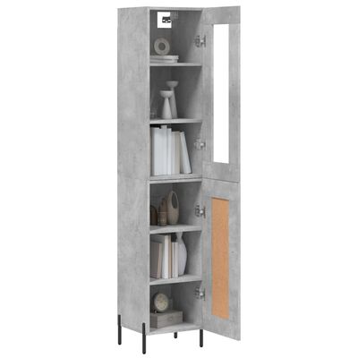 vidaXL Highboard betonggrå 34,5x34x180 cm konstruert tre