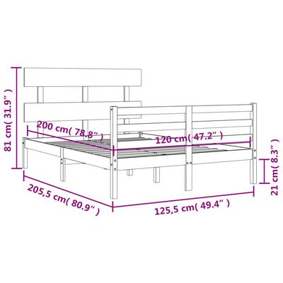 vidaXL Sengeramme med hodegavl 120x200 cm heltre