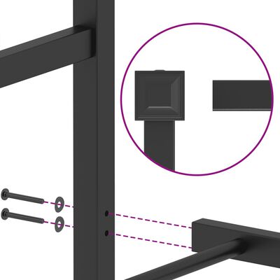 vidaXL Sengeramme i metall med sengegavl svart 200x200 cm