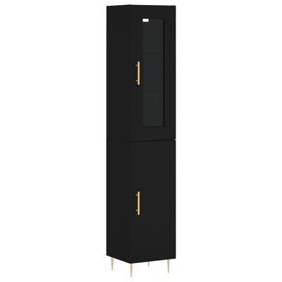 vidaXL Highboard svart 34,5x34x180 cm konstruert tre