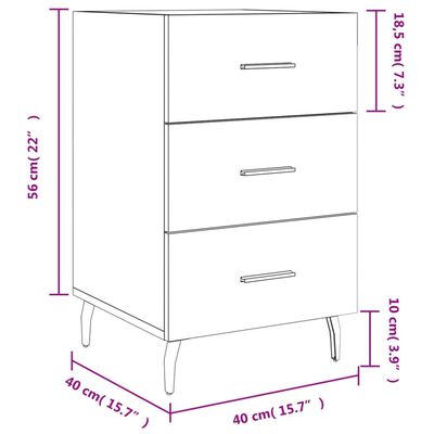 vidaXL Nattbord svart 40x40x66 cm konstruert tre