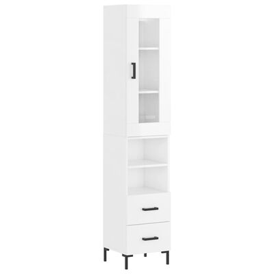 vidaXL Highboard høyglans hvit 34,5x34x180 cm konstruert tre