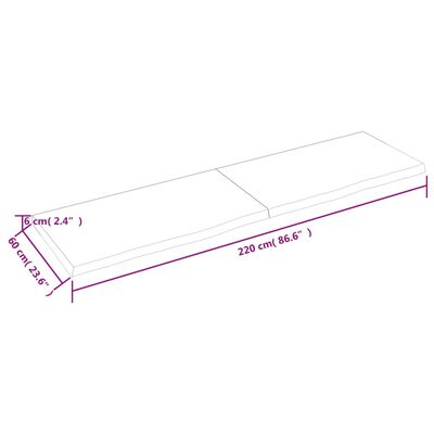 vidaXL Benkeplate til bad mørkebrun 220x60x(2-6) cm behandlet heltre