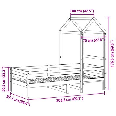 vidaXL Dagseng med tak 90x200 cm heltre furu