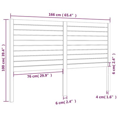 vidaXL Sengegavl 166x4x100 cm heltre furu