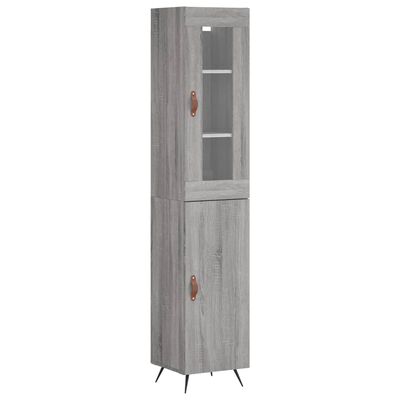 vidaXL Highboard grå sonoma 34,5x34x180 cm konstruert tre