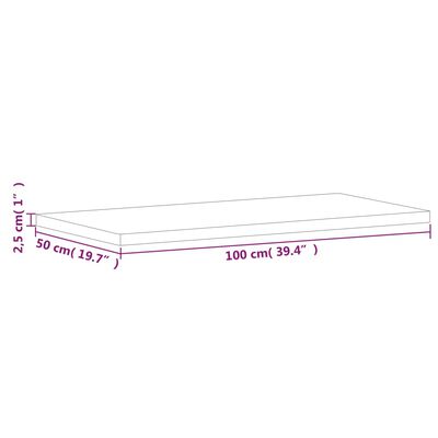 vidaXL Bordplate 100x50x2,5 cm rektangulær heltre bøketre