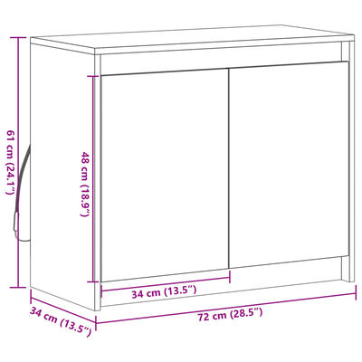 vidaXL Skjenk med LED røkt eik 72x34x61 cm konstruert tre