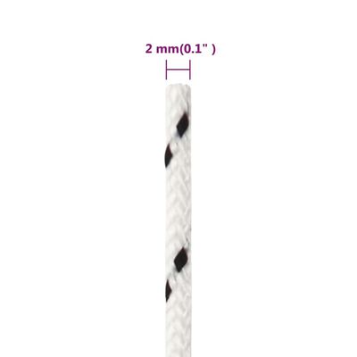 vidaXL Flettet båttau hvit 2 mm x 100 m polyester