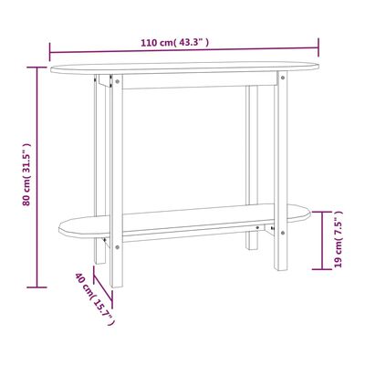 vidaXL Konsollbord honningbrun 110x40x80 cm heltre furu