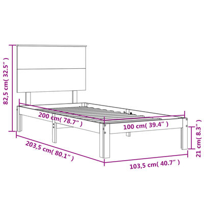 vidaXL Sengeramme med hodegavl honningbrun 100x200 cm heltre