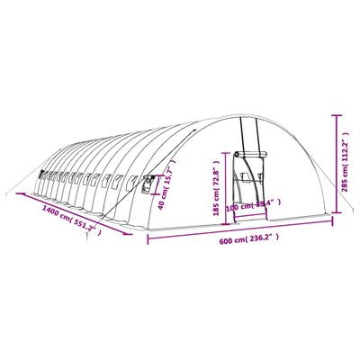 vidaXL Drivhus med stålramme grønn 84 m² 14x6x2,85 m