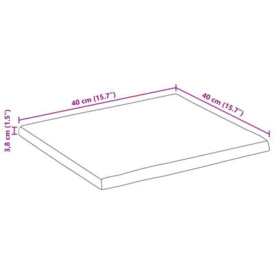 vidaXL Bordplate 40x40x3,8 cm naturlig kant heltre mango