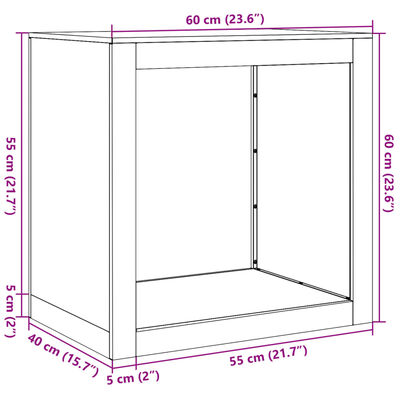 vidaXL Vedstativ 60x40x60 cm galvanisert stål