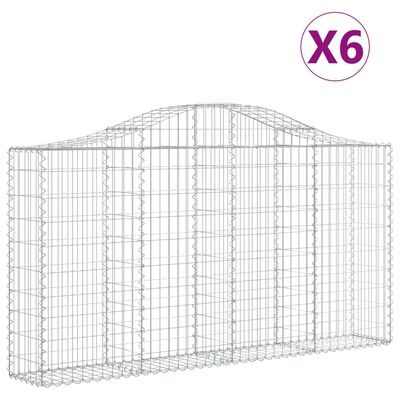 vidaXL Gabionkurver buede 6 stk 200x30x100/120 cm galvanisert jern